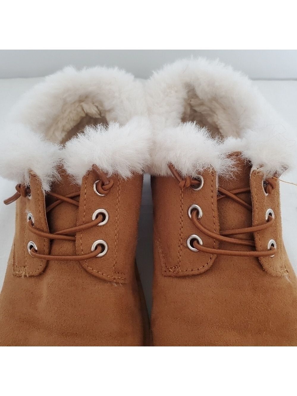 CUSHIONAIRE 'HOPE' ANKLE BOOTIES SLIP-ON SUEDE FAUX-SHEARLING CHESTNUT WOMEN 7.5 - Picture 6 of 12